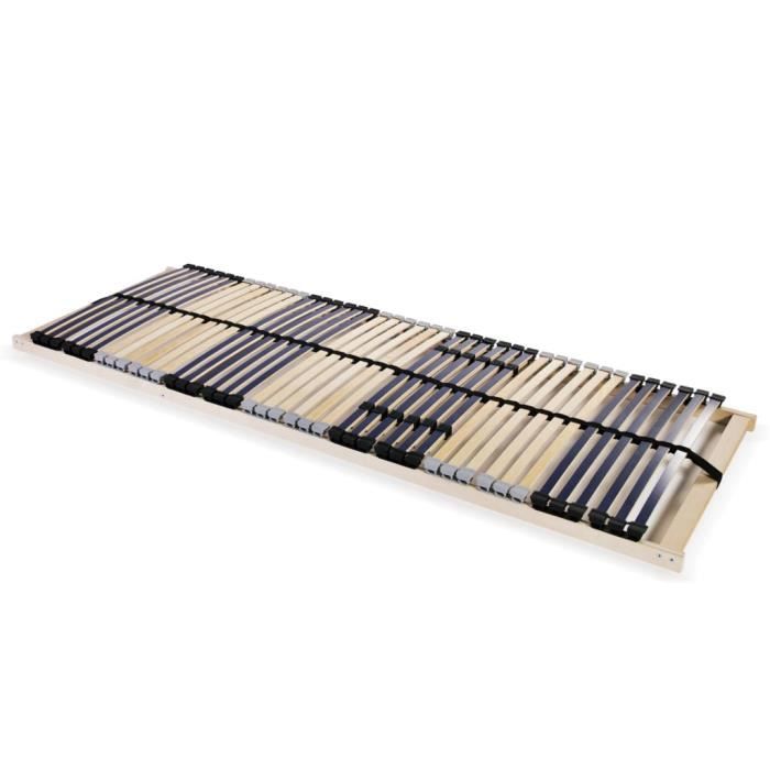 2362•BONNE Sommier à lattes haut de gamme 90 x 200 cm avec 42 lattes 7 zones pour Cadre de lit
