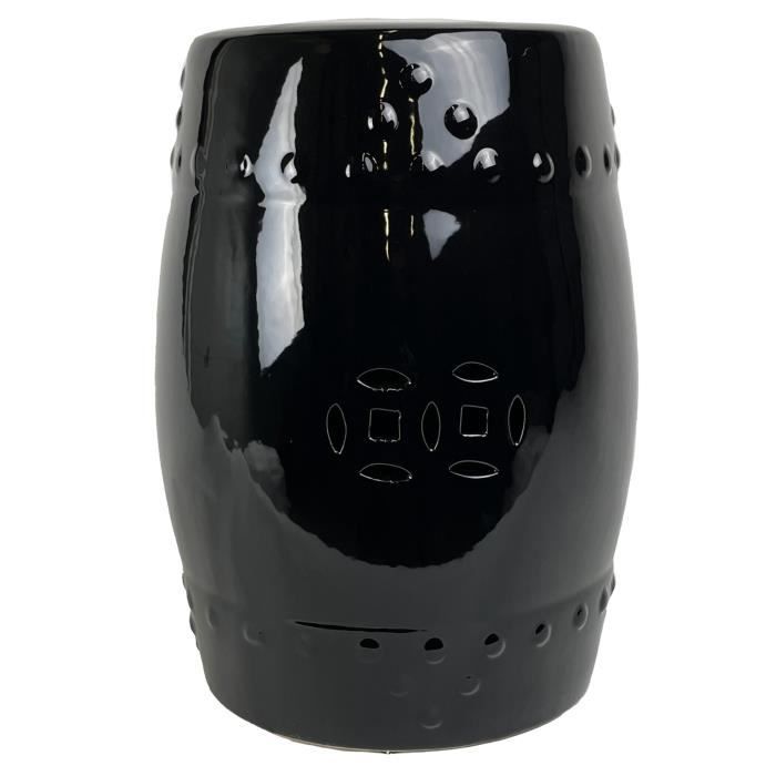 tabouret de jardin en céramique fait main onyx noir - fine asianliving - d33 x h46 cm