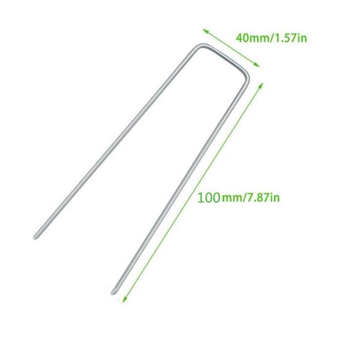 100 Piquets De Jardin En U Galvanisés 15cm | + 20 Rondelles | Pour Bâches, Tissus, Tentes | Extrémités Pointues