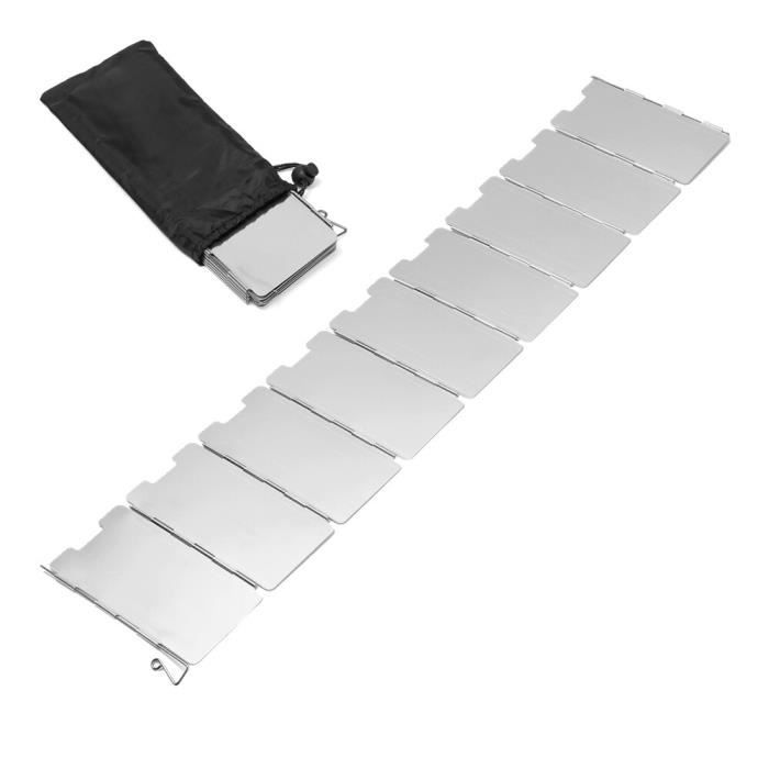 CampTeck U6928 Pare-Vent Pliable 10 Plaques Aluminium - Pare-Brise Pour Réchaud Camping Et Pique-Nique