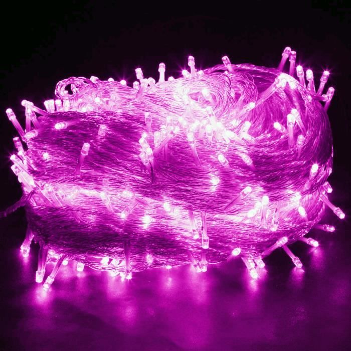 guirlande lumineuse - lumière rose - 100m 1000led - décoration de noël de jardin - 8 modes d'éclairage