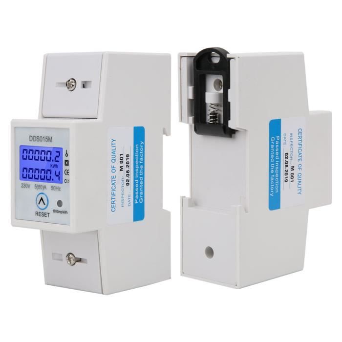 Compteur dénergie - DDS015M - Monophasé - LCD - Rail DIN - Réinitialisable