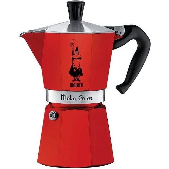 Cafetière Moka express 6t rouge alu