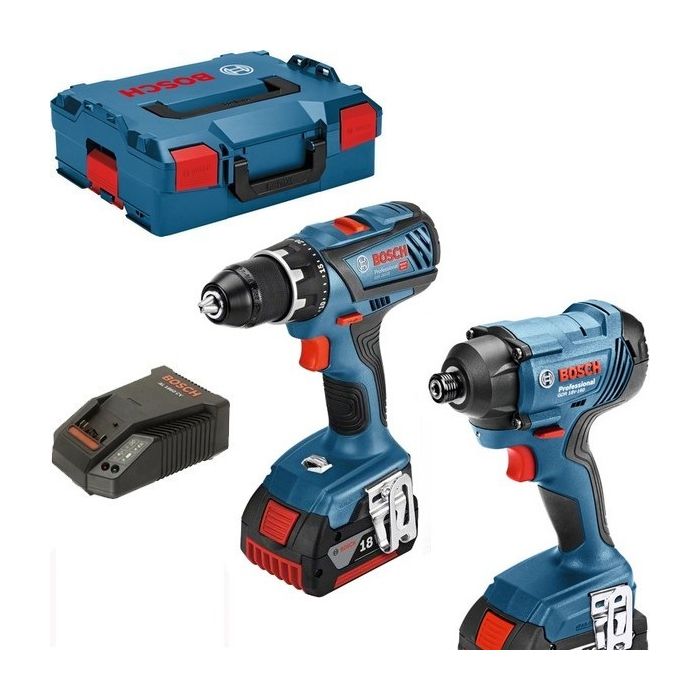Kit BOSCH Perceuse visseuse GSR 18V 28 + Visseuse à chocs GDR 18V 160 + 2 batteries 4.0Ah 06019G5107