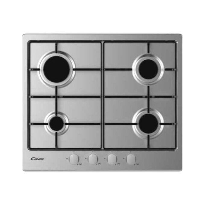 Plaque de cuisson Candy CEL6PBRX Acier inoxydable 4 feux Gaz 59 cm