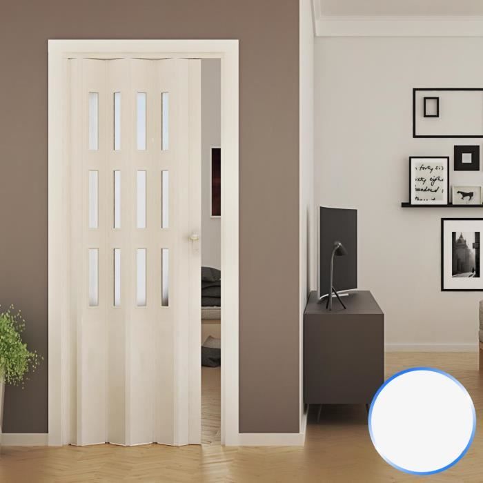 Porte pliante - FORTE - Luciana - PVC - Verre Opaque - Blanc - 88x214cm