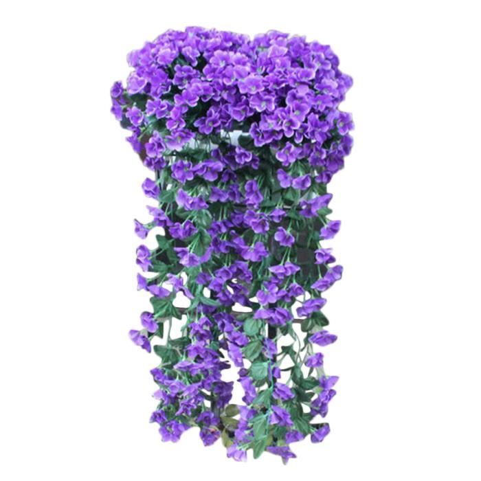 Fleurs suspendues artificielle fleur violette mur glycine panier suspendu  guirlande fleurs de vigne fausse soie orchidée b6218 - Cdiscount Maison