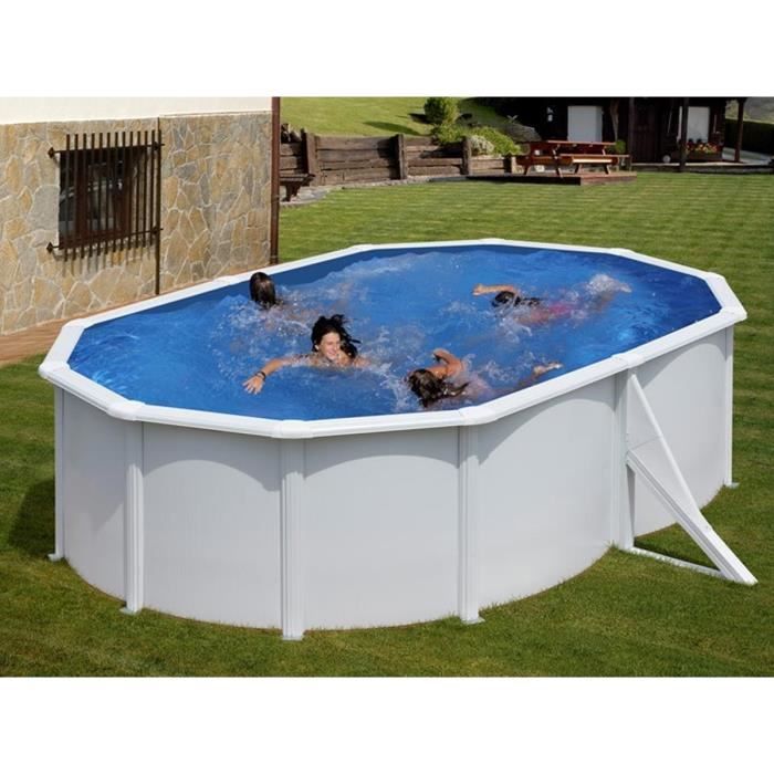Piscine ovale acier 5 27m x 3 27m x H: 1 22m Filtration à cartouche Avec renfort apparents - vue 2