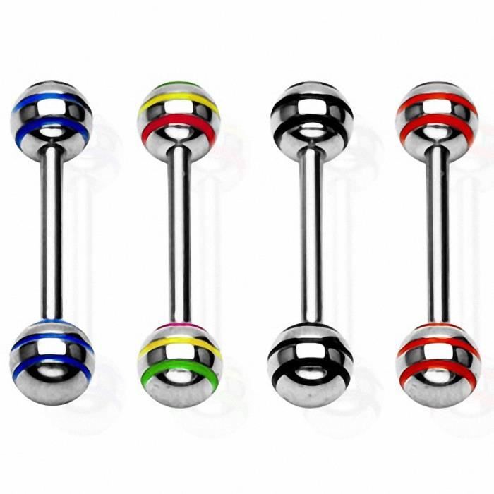 Piercing langue strié noir