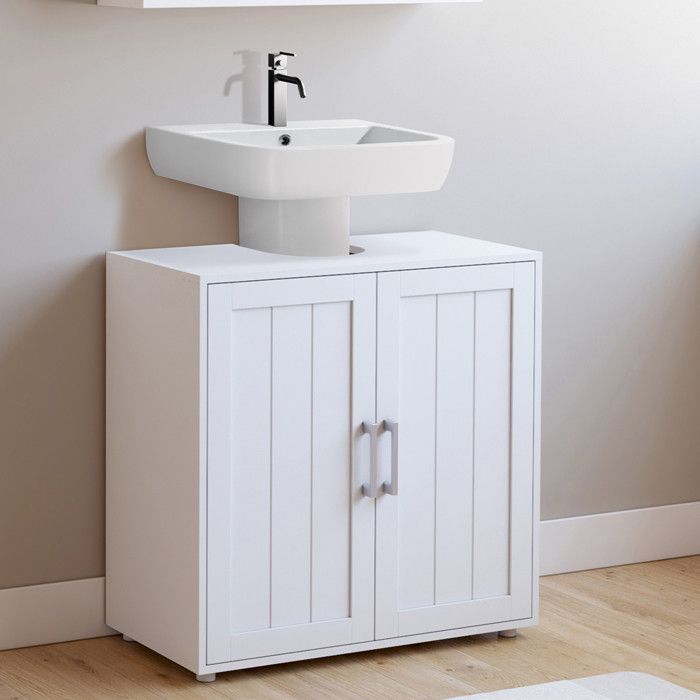 IDMARKET Meuble sous lavabo salle de bain WALDO bois blanc IDMARKET Meuble sous lavabo salle de bain WALDO bois blanc