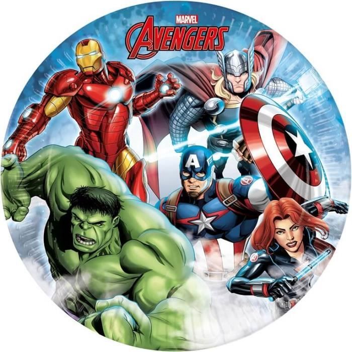 2 Lots de 8 Assiettes en carton anniversaire: Marvel, Avengers Infinity Stones 23cm REF/LAVE93871