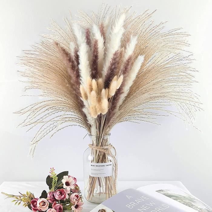 JANZDIYS -Bouquet de fleurs séchées naturelle-75pcs-longeur 45cm-50cm -  Cdiscount Maison
