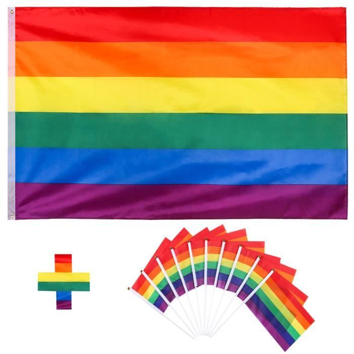 Joinfun Vamei 2 pièces Gay Pride Drapeau LGBT Drapeau Rainbow LGBT Flag Drapeau Arc en Ciel