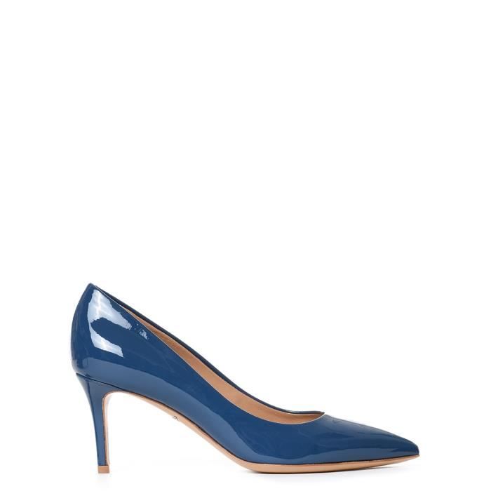 escarpin bleu vernis