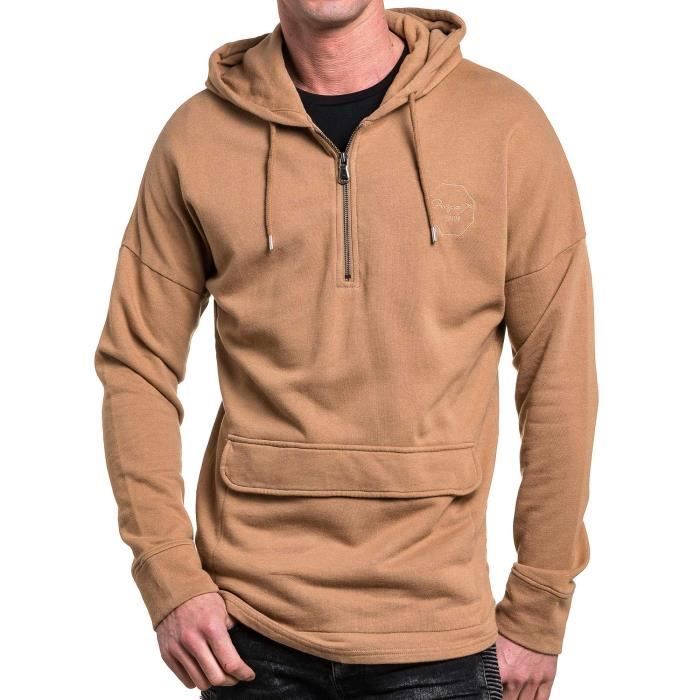 sweat a capuche homme beige