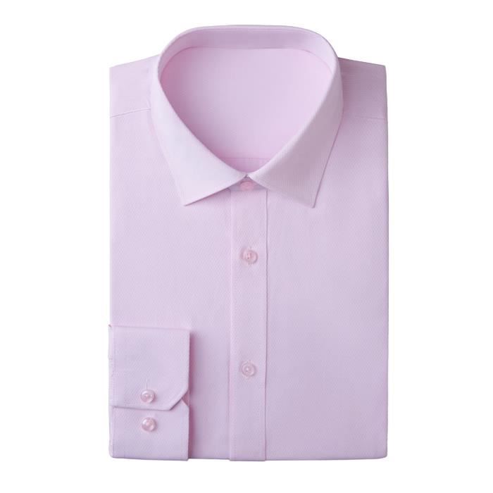 Chemise Homme Rose Chemise De Costume Business Mince Couleur Unie Manche Longue Mariage Affaires Loisir Chemise Masculine
