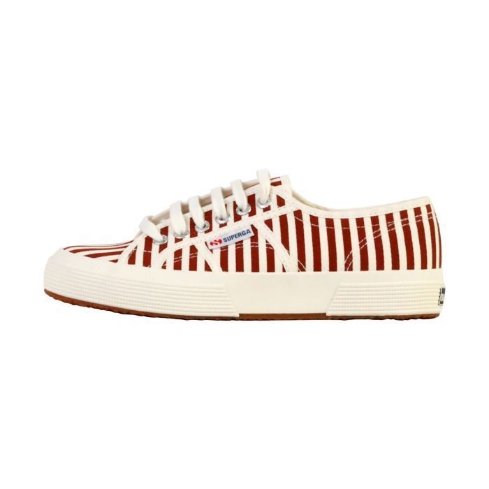 Superga Basket à Lacets Superga Stripes Print - Blanc cassé/Rouge