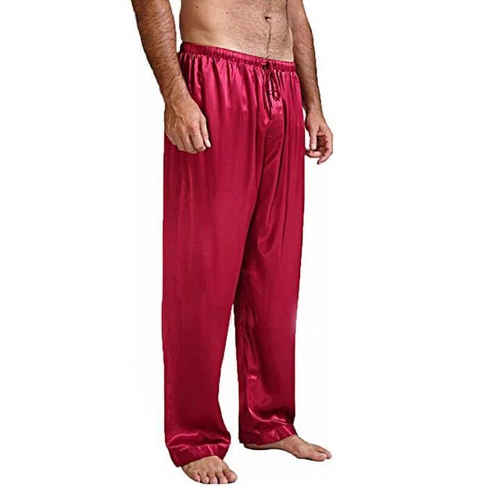 N\B Longue Pantalon de Pyjama Homme en Coton Bas de Pyjama Léger Cofortable Respirant Vêtement de Nuit Couleur Unie avec Poches Couleur Unie à Cordon de Pantalon