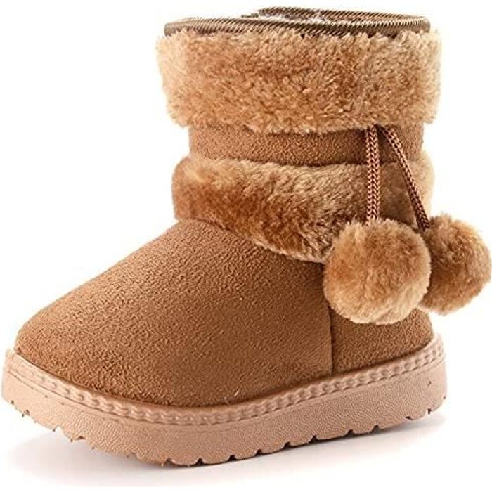 Bottes de Neige Enfant Fille - Kaki - Bottines Fourrées Antidérapantes Kaki  - Cdiscount Chaussures