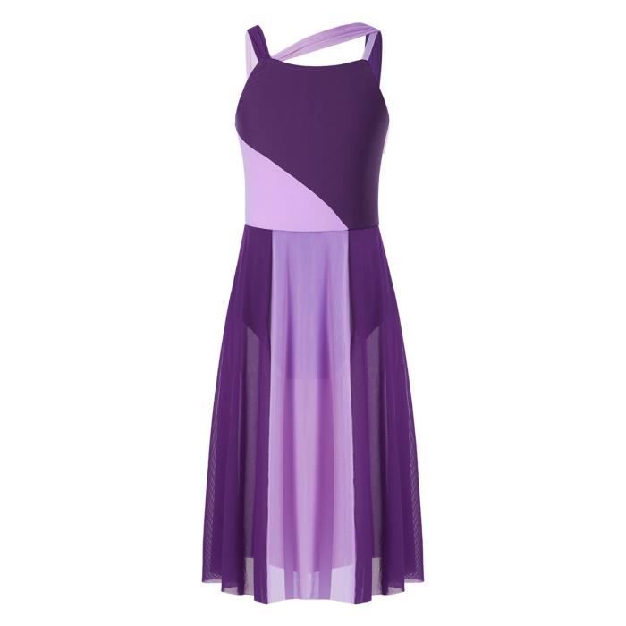 Robe De Danse Classique Ranrann Fille - Justaucorps Sans Manches Strass Asymétrique 5-16 Ans