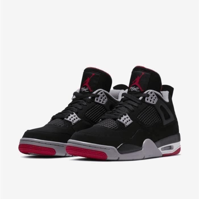 Air Jordann 4 Retro Chaussures de Basket AJ4 Femme Homme Black Friday Rouge noir Noir Cdiscount Chaussures