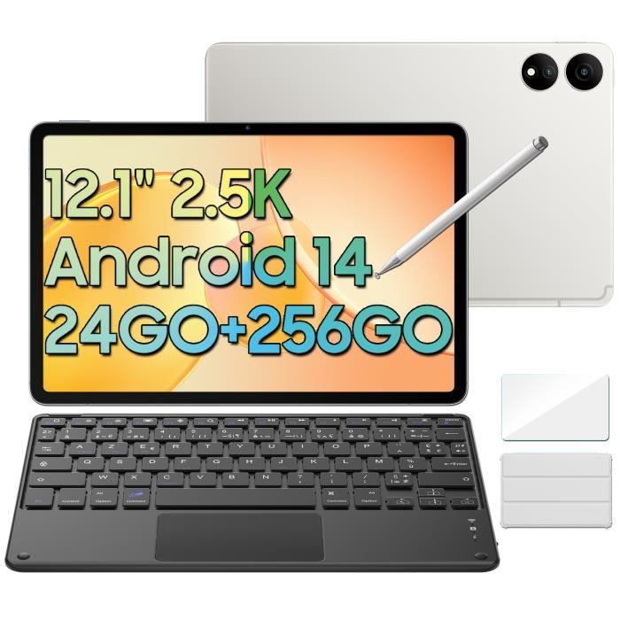 Oscal ELITE1 Tablette Tactile 12 Android14 RAM 24Go ROM 256Go-SD 1To 8800mAh(33W) Mode PC WPS Stylet Gratuit Blanc Avec Clavier K1