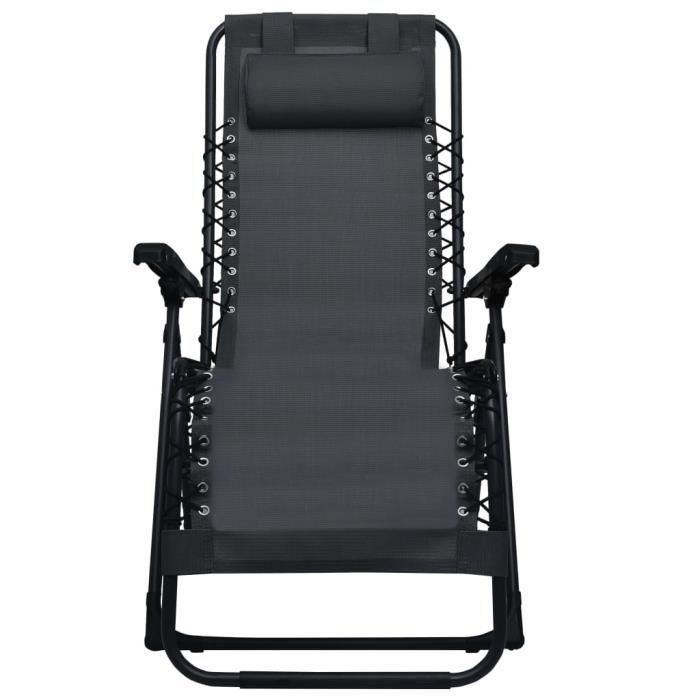 TRANSAT - UMR - Noir Chaise pliable de terrasse Noir Textilène -[wl28n6]