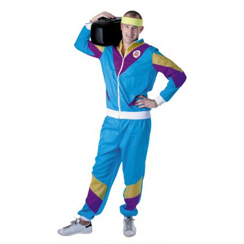 déguisement jogging années 80 bleu homme - party pro - taille unique - polyester - intérieur - 2 pièces