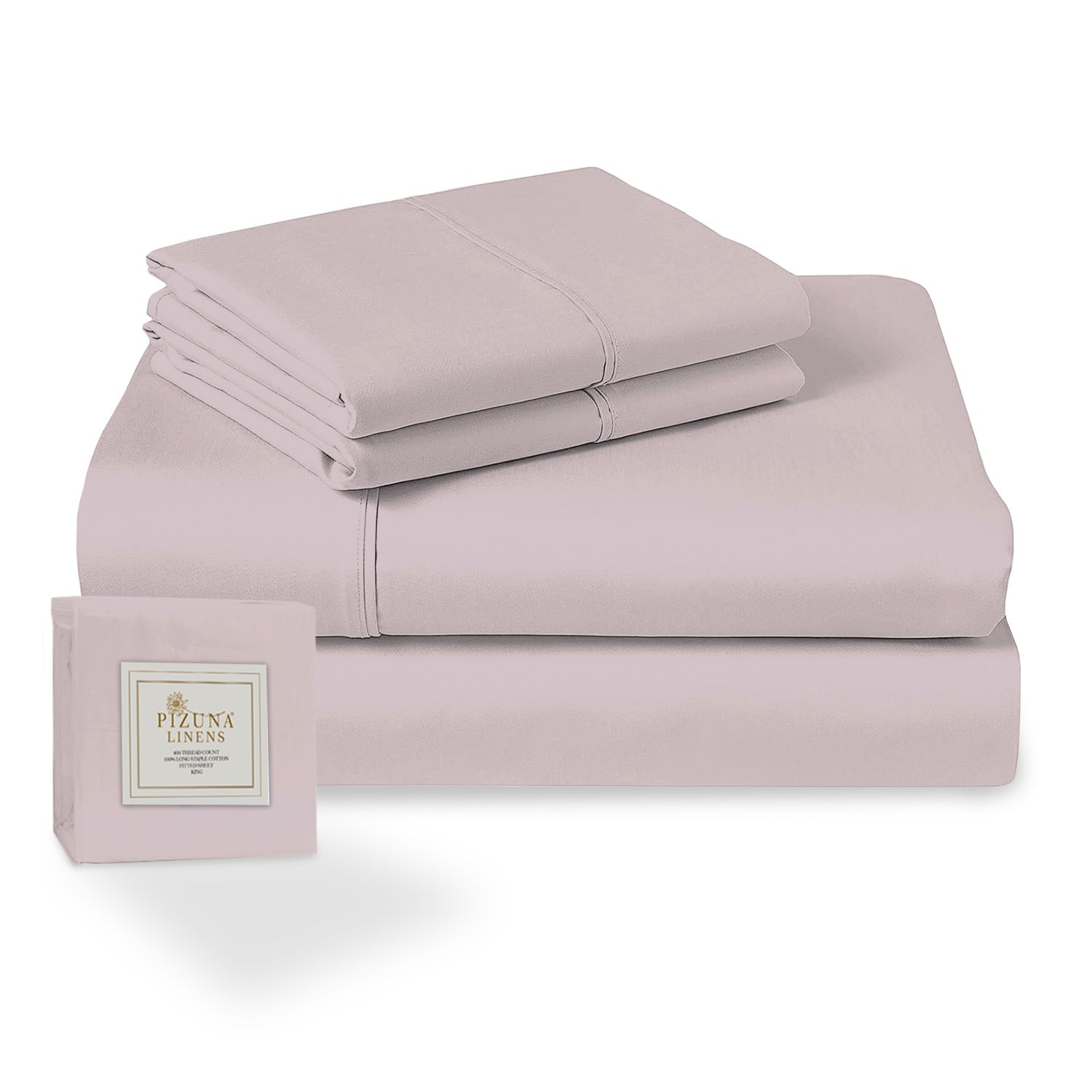 100% Coton Parure de lit 2 Personne 180x200 Gris Lilas Satin Coton Mercerisé 400 fils 1 drap housse 1 Drap plat 2 taies doreiller