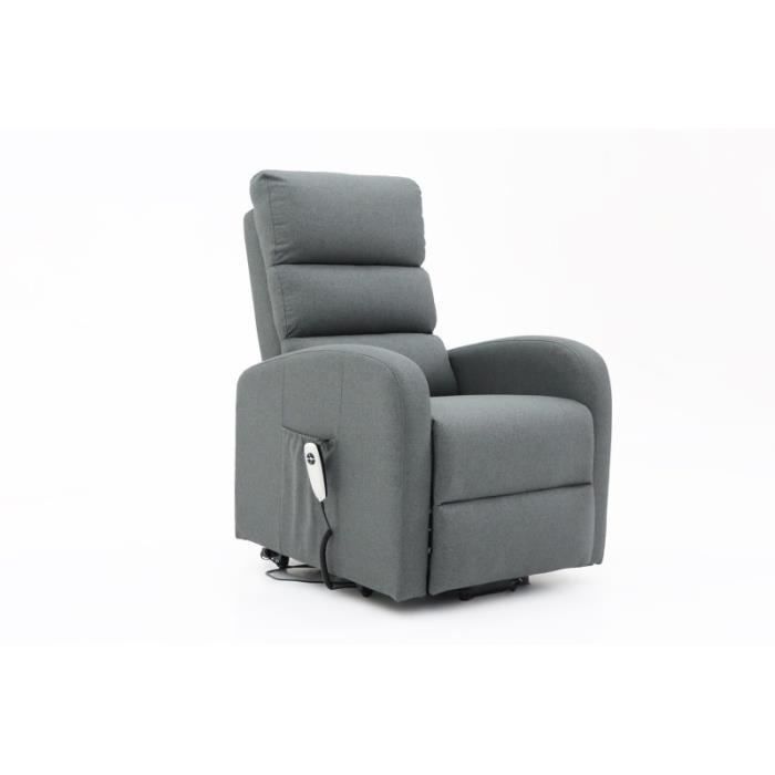 fauteuil relax electrique sydney tissu gris foncé - price factory - releveur - métal - contemporain - design