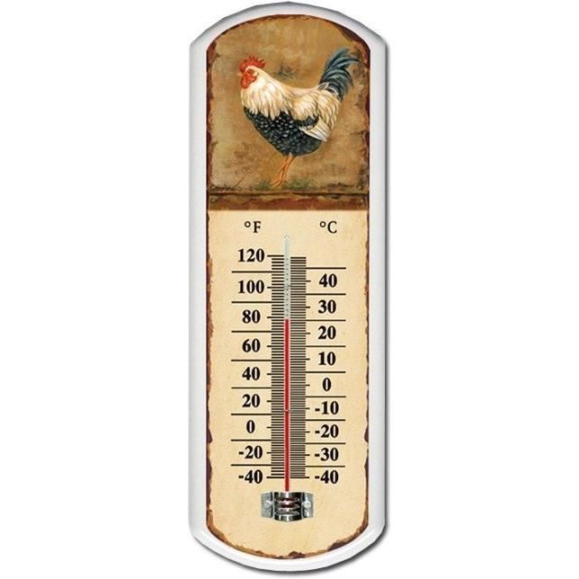Thermomètre émaillé 30cm Coq, 800°C, Fabrication Française, Neuf