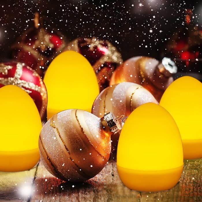 12pcs Lumières lumineuses d'œufs de Pâques en plastique, lumières jaunes  extérieures, Décoration d'œufs pour les enfants