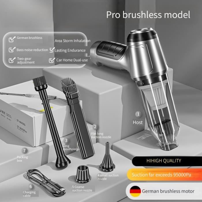 Fdit Capteur De Poussière De Voiture Aspirateur De Charge USB Blanc 4