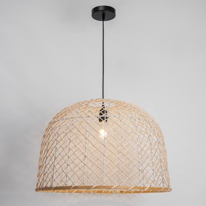 Luminaire pour plafond Alba XL 120cm réglable rotin naturel compatible LED