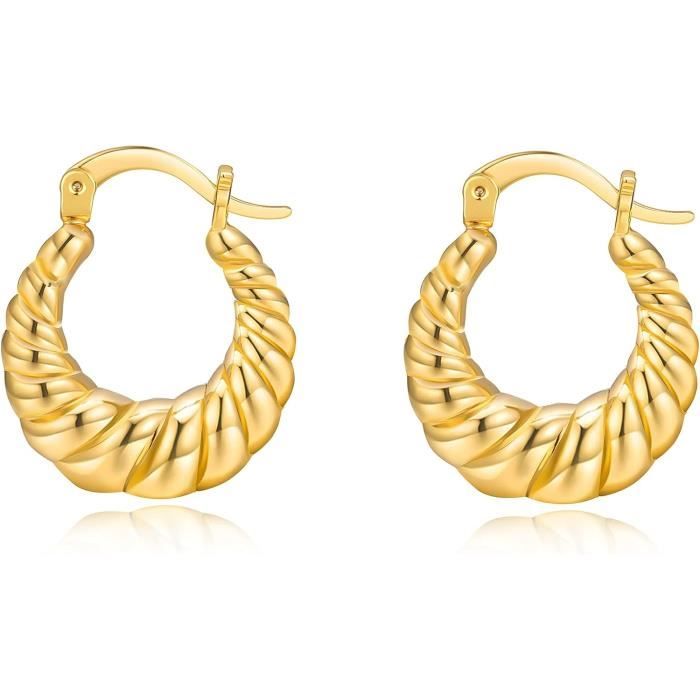 Lot De 3 Paires Boucles D'Oreilles Créoles Plaqué Or 18 Carats – Lune Étoiles & Zircons Cubiques, Style Minimaliste Et Élégant