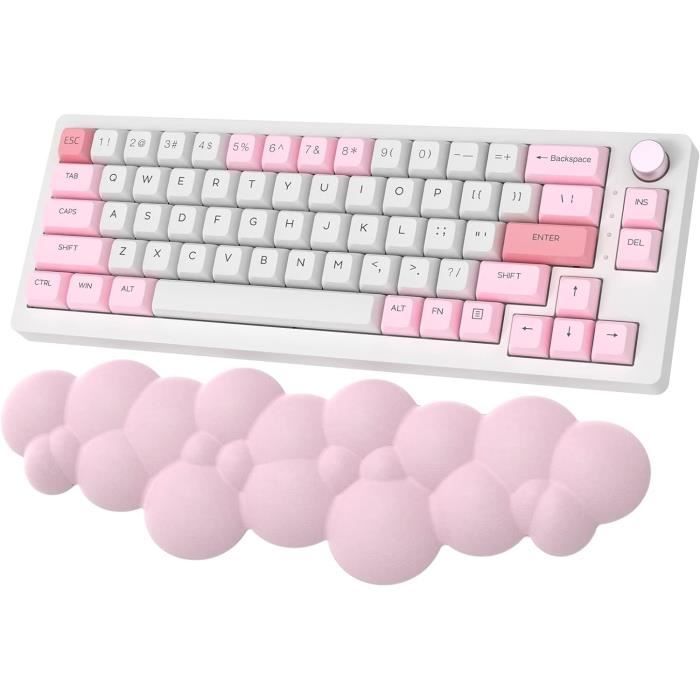 MAMBASNAKE Cloud Repose-Poignet Clavier Et Souris + Sous-Verre - Mousse Mémoire De Forme Rose