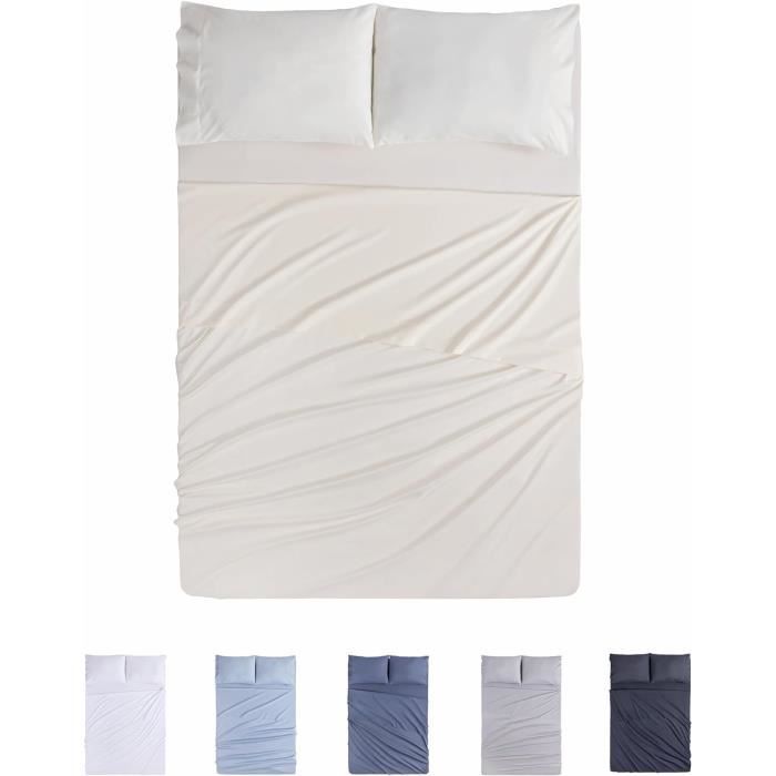Counfeisly Parure de lit 4 pièces en satin doux et soyeux pour grand