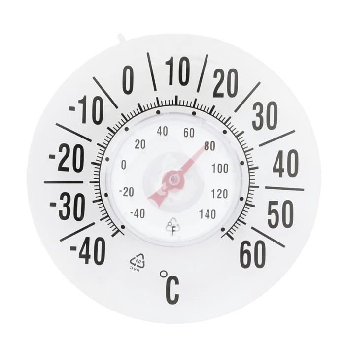 Thermomètre De Fenêtre Rond Transparent - Sans Pile, étanche, Auto-adhésif, Diamètre 18 Cm, Pour Température Extérieure - 9