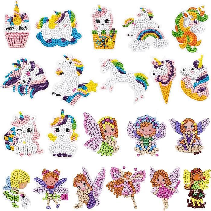 Kit Diamond Painting Licorne 12 Pièces - Activité Créative Fille 4 Ans+, Set Complet DIY Avec Outils