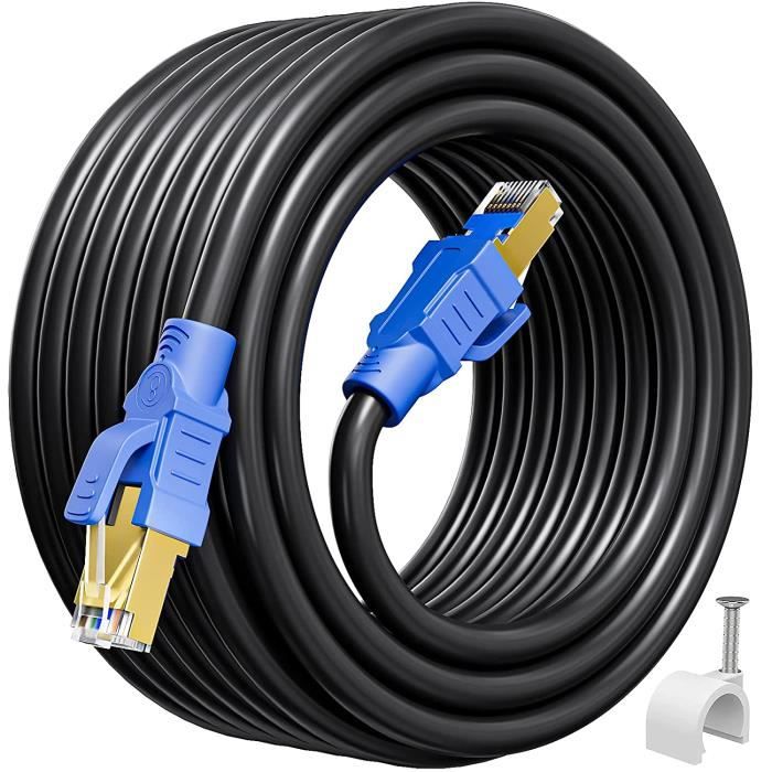 Cable Cat 8 10m RJ45 Cable Réseau 40Gbps 2000MHz Blindé