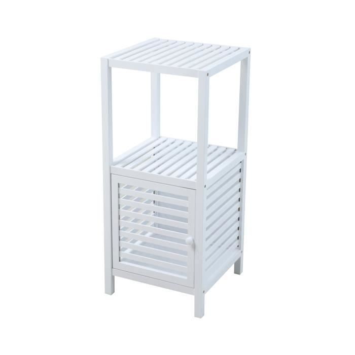 SVITA Étagère de salle de bain S avec porte Armoire de salle de bain avec étagère indépendante Bambou blanc