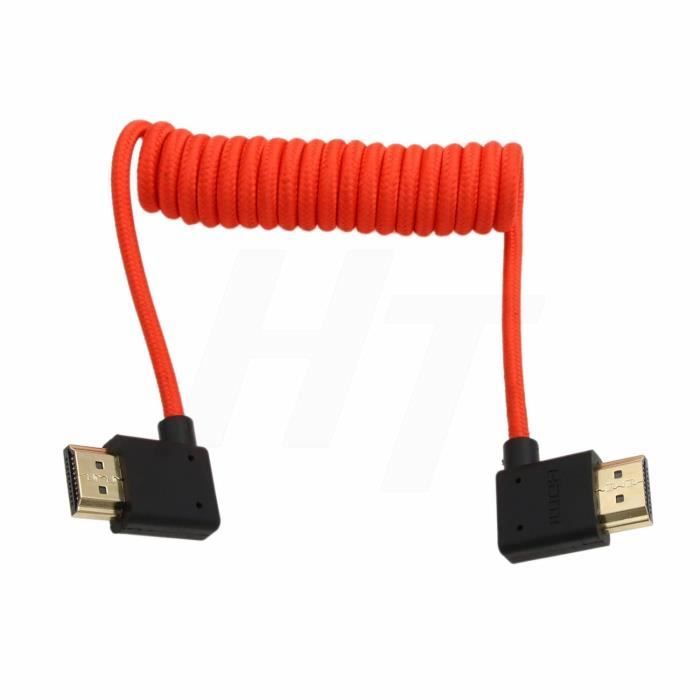 Cavo HDMI Angolare Sinistro 8K/4K Per Fotocamera Sony, Atomos Ninja V – 30cm Arancione Intrecciato