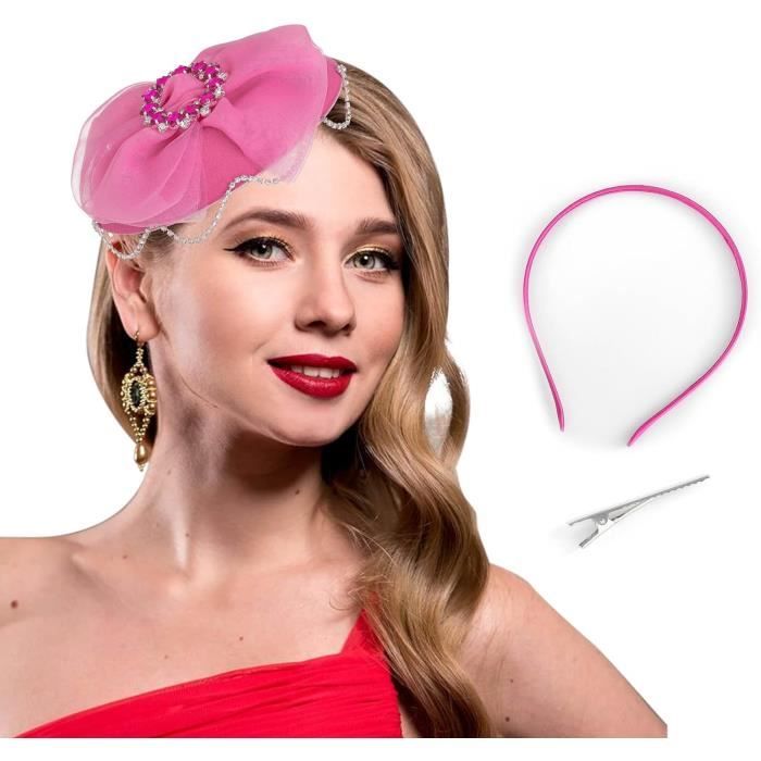Fascinator Con Fiore E Fiocco Per Matrimonio - Cappellino Pillbox Con Strass E Nappe, Accessorio Per Capelli Per Donna Con Clip E Pettine, Per Feste A Tema E Cerimonie - 3
