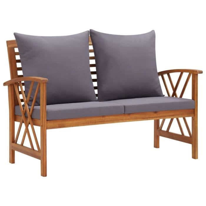 Vidaxl Banc de jardin avec coussins 119 cm Bois solide dacacia - vue 2