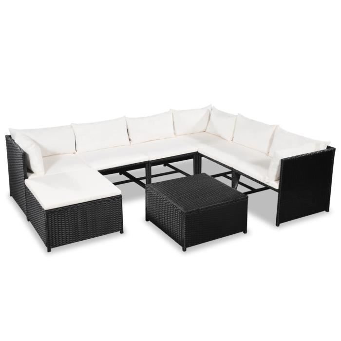 Vidaxl Mobilier De Jardin 24 Pcs Resine Tressee Noir Et Blanc