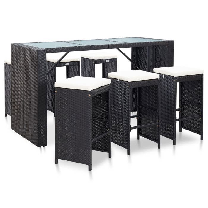 vidaXL Ensemble de bar 7 pcs Résine tressée - vue 4