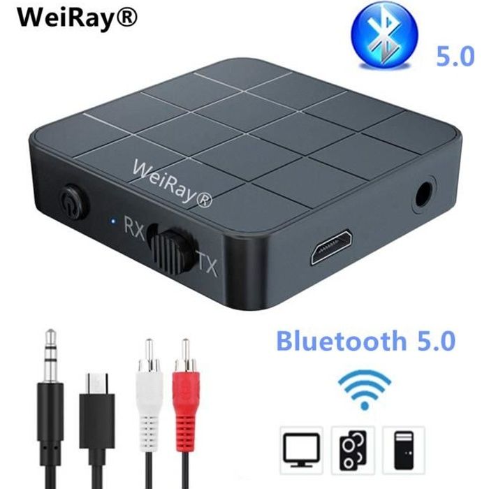 Adaptateur stéréo Bluetooth 5.0 2-en-1 pour émetteur-récepteur o pour PC de Voiture Émetteur Bluetooth 2 en 1 émetteur Bluetooth 5.0