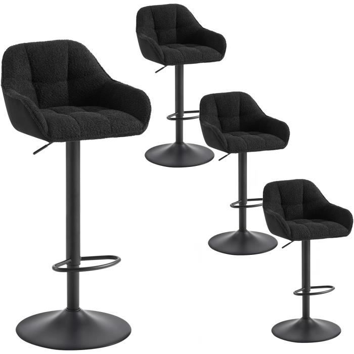 WOLTU Lot de 4 Tabouret de Bar Chaise de Bar Pivotant Réglable en Hauteur Chenille+Velours Côtelé Noir W0ATT0267-4 WOLTU Lot de 4 Tabouret de Bar Chaise de Bar Pivotant Réglable en Hauteur Chenille+Velours Côtelé Noir W0ATT0267-4