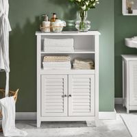 Armoire Salle De Bain Étroite SoBuy – Meuble Rangement Mince 60x90x26 Cm – Blanc Laqué – Étagères + Portes – Gain De Place