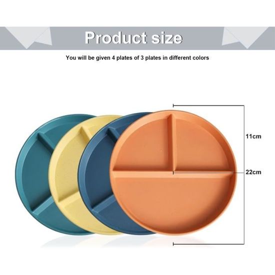 Lot De 4 Assiettes Compartimentées Inox - Plateau Portion Repas 20x16 Cm, Pour Enfants Et Adultes, Lave-vaisselle